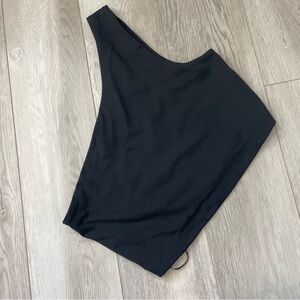 Susana Monaco Tank Top one shoulder crop womens Black (medium) going out basic